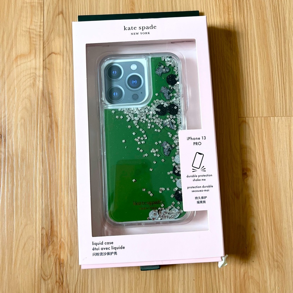 Kate Spade Green Glitter & Zebra iPhone 13 Pro case